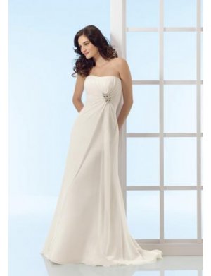 A-Line/Princess Strapless Brush Train Chiffon wedding dress for brides 2010 style(WDE0141)