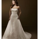 A-Line/Princess Strapless Chapel Train Satin wedding dress for brides 2010 style(WDE0129)