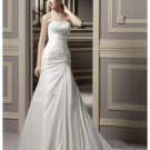 A-Line/Princess Strapless Chapel Train Satin wedding dress for brides 2010 Style(WDS0217)