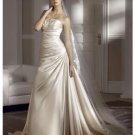 A-Line/Princess Strapless Chapel Train Satin wedding dress for brides 2010 Style(WDS0218)