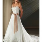 A-Line/Princess Strapless Chapel Train Satin wedding dress for brides 2010 Style(WDS0115)
