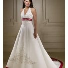 A-Line/Princess Halter Top Chapel Train Satin wedding dress for brides 2010 Style(WDS0202)