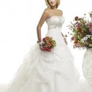 A-Line/Princess Strapless Chapel Train organza wedding dress for brides 2010 style(WDE0016)