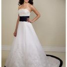 A-Line/Princess Strapless Chapel Train Satin wedding dress for brides 2010 Style(WDS0029)