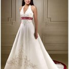 A-Line/Princess Halter Top Chapel Train Satin wedding dress for brides 2010 Style(WDS0030)