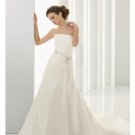 A-Line/Princess Strapless Chapel Train Satin wedding dress for brides 2010 style(WDE0024)