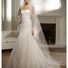 A-Line/Princess Strapless Chapel Train Lace wedding dress for brides new Style(WDS0049)