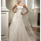 A-Line/Princess Strapless Chapel Train Satin wedding dress for brides new Style(WDS0051)