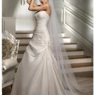 A-Line/Princess Strapless Chapel Train Satin wedding dress for brides new Style(WDS0052)