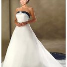 A-Line/Princess Strapless Chapel Train Satin wedding dress for brides new Style(WDS0026)