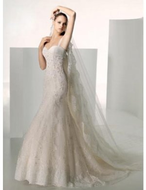 A-Line/Princess Sweetheart Cathedral Train Lace wedding dress for brides new style(WDE0011)