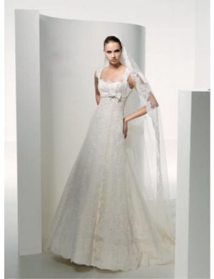 A-Line/Princess Square Chapel Train Satin wedding dress for brides new style(WDE0002)