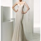 A-Line/Princess spaghetti straps Brush Train Satin wedding dress for brides new style(WDE0004)
