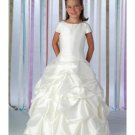A-Line Round-neck Floor- Length Satin Flower girls Dress 2010 Style(FGD0018)