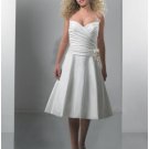 A-Line/Princess Spaghetti Straps Knee-length Satin wedding dress for brides new style(WDS0011)