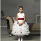 A-line Round-neck Tea-length Organza Flower girls Dress 2010 style(FGD0072)