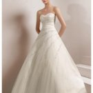 A-Line/Princess Strapless Chapel Train Organza wedding dress for brides new style(WDE0014)