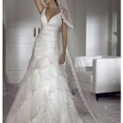A-Line/Princess V-neck Chapel Train Organza wedding dress for brides new Style(BST0043)