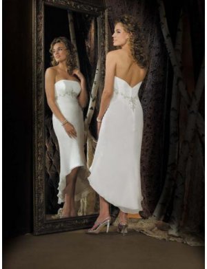 A-Line/Princess Strapless Cocktail Satin wedding dress for brides new style(WDS0008)