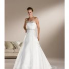 A-Line/Princess Strapless Chapel Train Satin wedding dress for brides new Style(WDS0078)