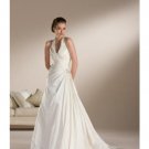 A-Line/Princess Halter Top Chapel Train Satin wedding dress for brides new Style(WDS0080)
