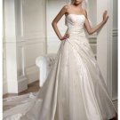 A-Line/Princess Strapless Chapel Train Satin wedding dress for brides new Style(WDS0069)