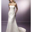 A-Line/Princess Strapless Chapel Train Satin wedding dress for brides new style(WDE0060)