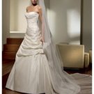 A-Line/Princess Strapless Chapel Train Satin wedding dress for brides new Style(WDS0059)