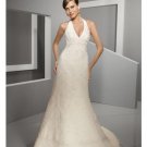 A-Line/Princess Halter Top Chapel Train Satin wedding dress for brides new style(WDE0040)