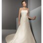 A-Line/Princess Strapless Chapel Train Satin wedding dress for brides new style(WDE0042)