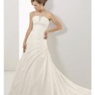 A-Line/Princess Strapless Cathedral Train Satin wedding dress for brides new style(WDE0027)