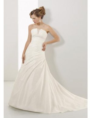 A-Line/Princess Strapless Cathedral Train Satin wedding dress for brides new style(WDE0027)