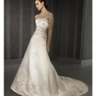 A-Line/Princess Strapless Chapel Train Satin wedding dress for brides new style(WDE0053)