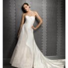 A-Line/Princess Strapless Chapel Train Satin wedding dress for brides new style(WDE0054)