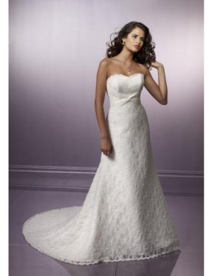 A-Line/Princess Strapless Chapel Train Satin wedding dress for brides new style(WDE0057)