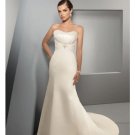 A-Line/Princess Strapless Chapel Train Satin wedding dress for brides new style(WDE0043)