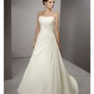 A-Line/Princess Strapless Chapel Train Satin wedding dress for brides new style(WDE0045)