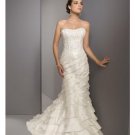 A-Line/Princess Strapless Chapel Train Satin wedding dress for brides new style(WDE0046)
