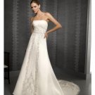 A-Line/Princess Strapless Chapel Train Satin wedding dress for brides new style(WDE0049)