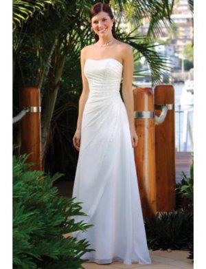 A-Line/Princess Strapless Chapel Train Chiffon wedding dress (WS0069) for brides new Style