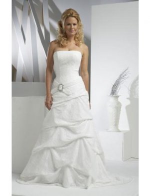 A-Line/Princess Strapless Chapel Train Organza wedding dress (WD6852) for brides new Style