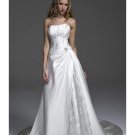 A-Line/Princess Strapless Chapel Train Taffeta Lace wedding dress(WEDS0035)  for brides new Style