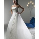A-Line/Princess Strapless Chapel Train Satin wedding dress (WD7421) for brides new Style