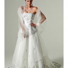 A-Line/Princess Strapless Chapel Train Satin Organza wedding dress(WEDS0030)  for brides new Style