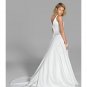 A-Line/Princess V-neck Chapel Train Satin wedding dress(WEDS0031) for brides new Style