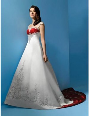 A-Line/Princess Square Chapel Train Satin wedding dress (WS0046) for brides new Style
