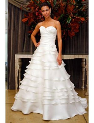 A-Line/Princess Sweetheart Chapel Train Organza wedding dress (WD006)  for brides new Style