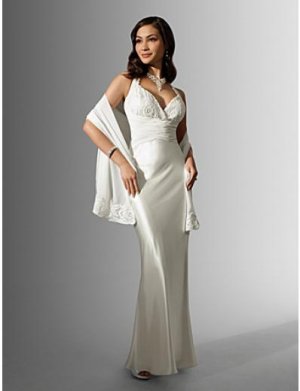 A-Line/Princess Halter Top Sweeping Train Satin wedding dress (WS0047) for brides new Style