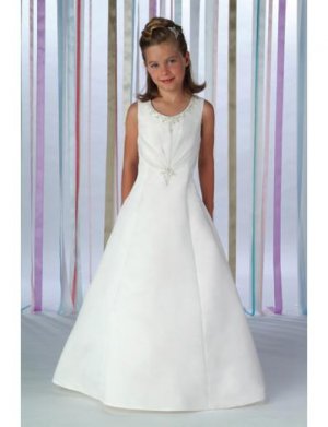 A-Line Round-neck Floor- Length Satin Flower girls Dress new Style(FGD0023)
