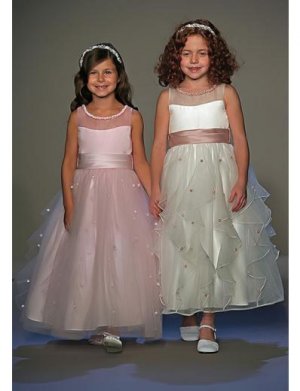 A-Line Round-neck Tea-length Tulle Flower girls Dress new Style(FGD0040)